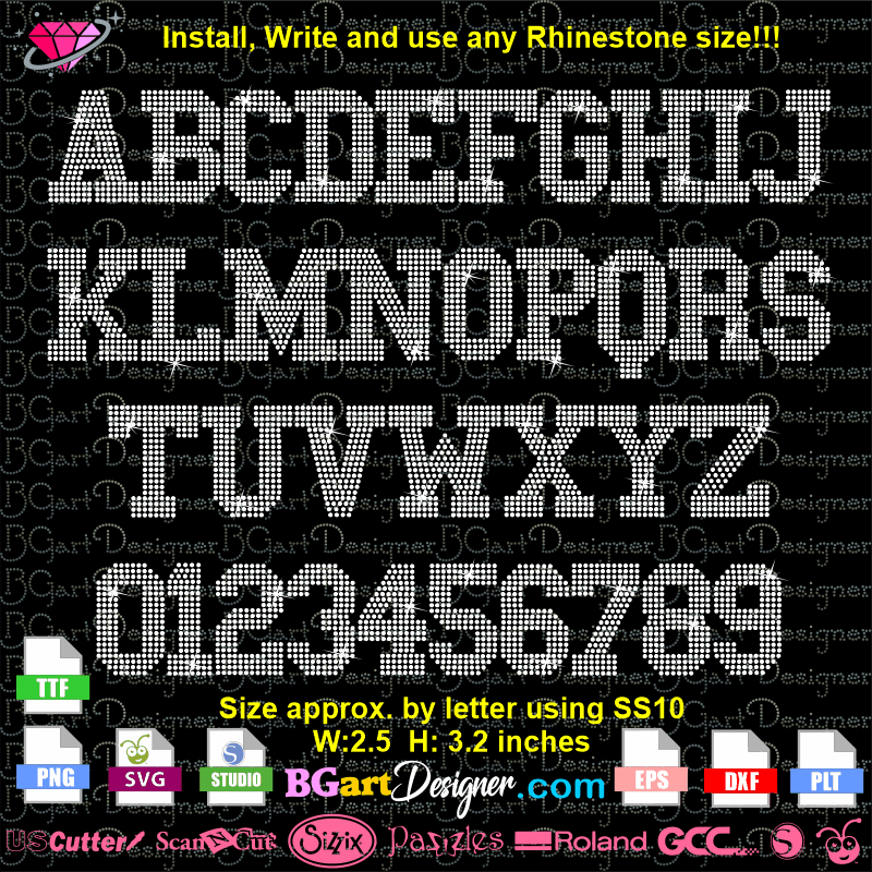 Bling Script Fonts Alphabet Rhinestone, Letters, Ttf, for Cricut Silhouette  and More, Rhinestone Template Font (Download Now) 