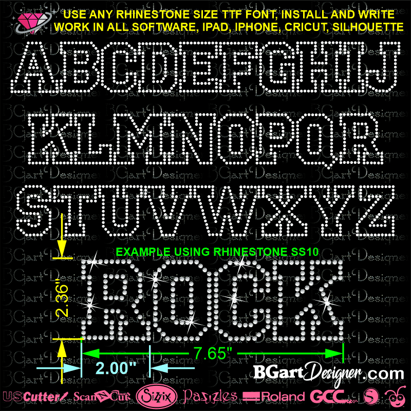 Elegant 2 Fancy/Script Fonts Alphabet Rhinestone, letters, ttf, for cricut  silhouette and more, rhinestone template font
