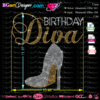 Birthday diva Heel svg, eps, silhouette cameo, cricut, cut file, rhinestone template