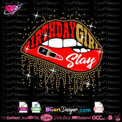 Download lllᐅBirthday girl slay svg - rhinestone templates svg files cricut