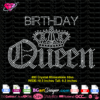 Download Birthday queen crown english font rhinestone transfer svg cricut silhouette, birthday queen bling svg iron on