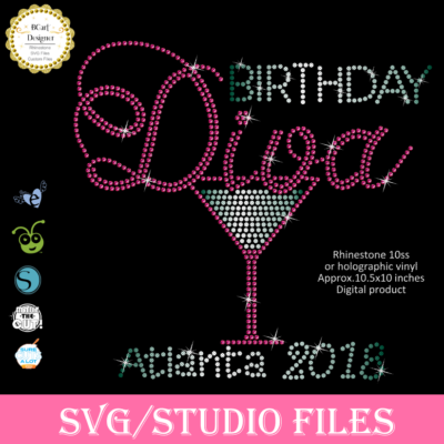 Birthday diva rhinestone - Bgartdesigner: Better SVG cut files