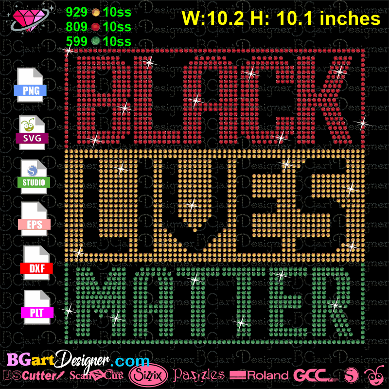 Download Lllá…black Lives Matter Rhinestone African Colors Blm Bling Svg Cricut File