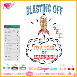 blasting off rocket pencil svg cricut silhouette, year of learning rocket layered vinyl cut file, rocket sublimation school clipart