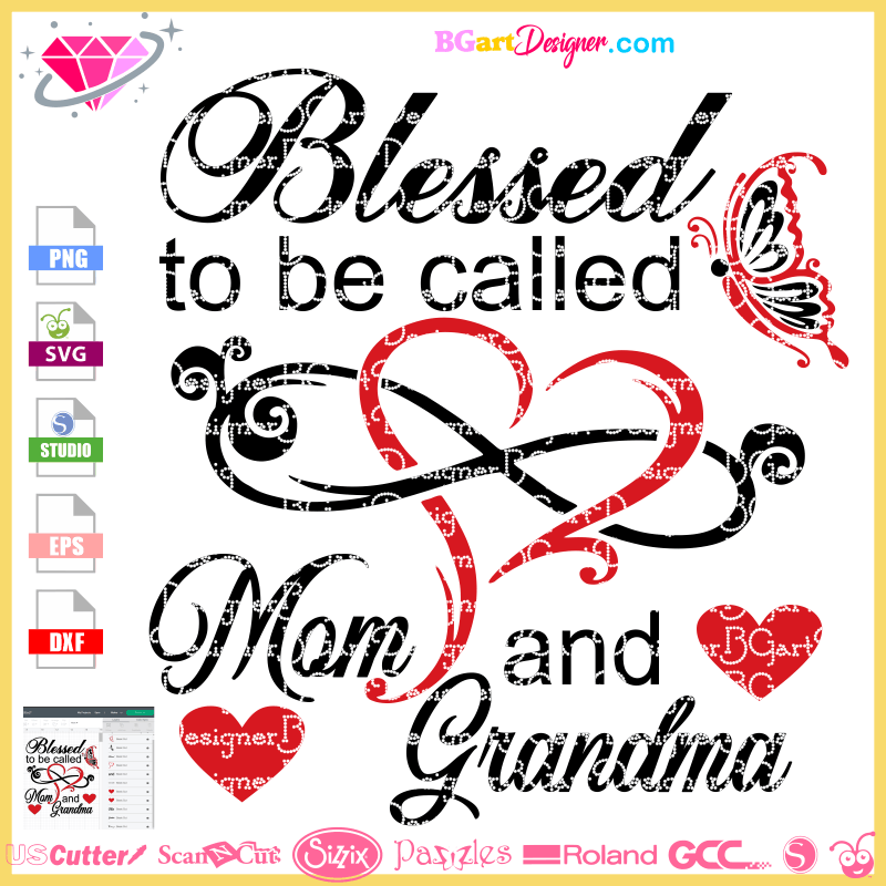 Download Lllá… Blessed Mom Grandma Svg Cuttable Htv Vinyl File Cricut Mother S Day