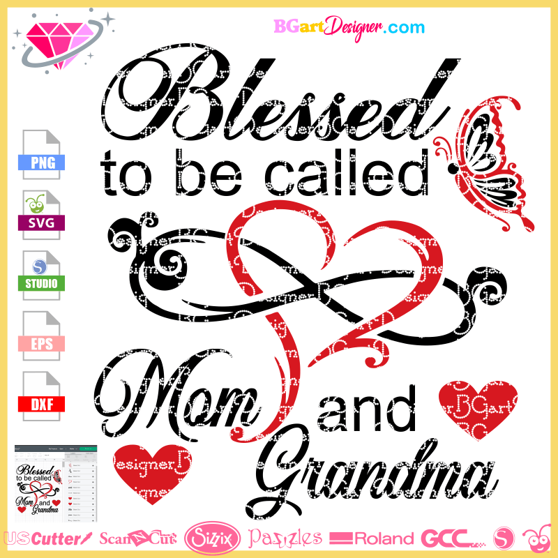 lllᐅ Blessed Mom Grandma SVG Cuttable - htv vinyl file cricut mother's day