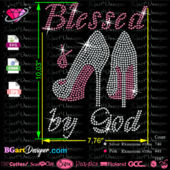 blessed by gpd high heel rhinestones svg, pink ribbon high heels rhinestone svg, cricut vector cut file, silhouette cameo