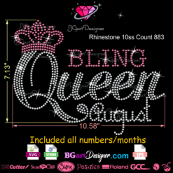 bundle rhinestone bling queen august svg