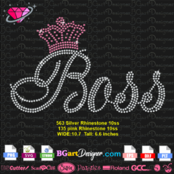 download Boss pink crown rhinestone digital transfer svg cricut silhouette, boss bling cut file digital transfer template