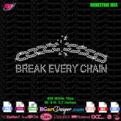 break every chain rhinestone svg, broken chain rhinestone template svg