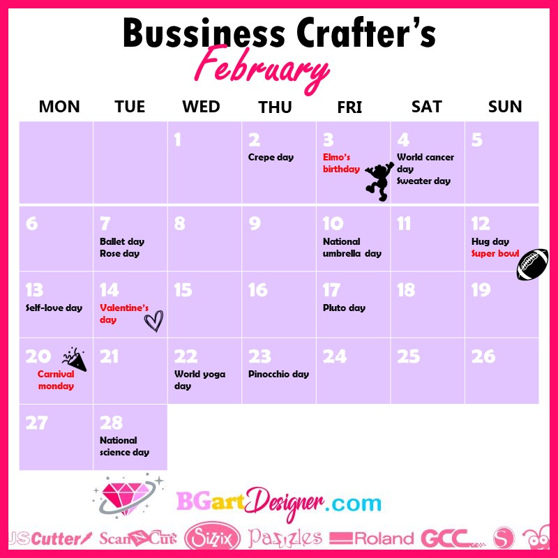 business crafter february calendar