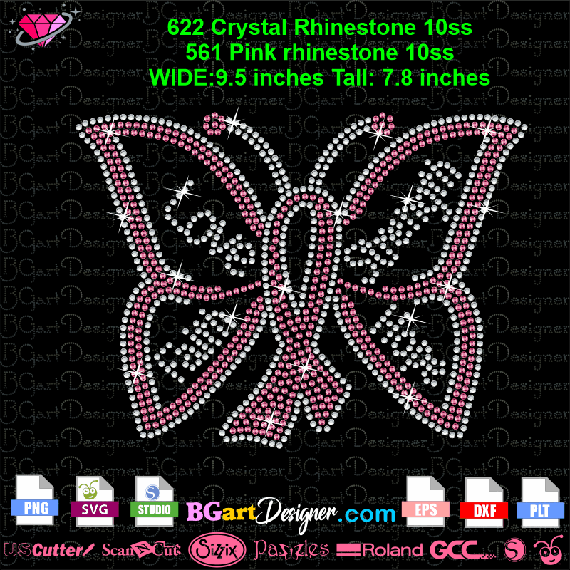 Download Lllá… Rhinestone Butterfly Pink Ribbon Bling Silhouette Cricut