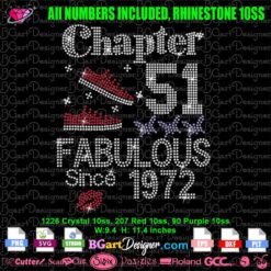 chapter 51 fabulous since 1972 Rhinestone svg, chapter 56th Fabulous since 1967 rhinestone svg