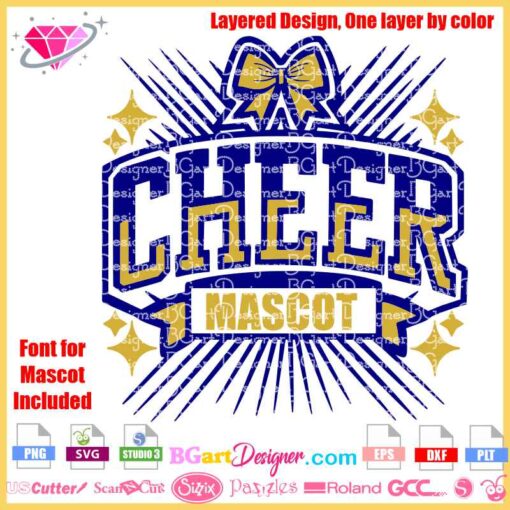 Custom Cheer Mascot SVG Cut File. Download Layered Vector Design for Cricut, Silhouette, and Other Cutting Machines. Create Unique Cheerleader T-shirts and Crafts with Ease. #CustomCheerSVG #CutFile #CricutCrafts #SilhouetteProjects