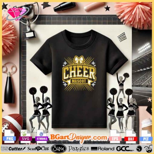 Cheer Mascot SVG Cut File for Cricut and Silhouette Machines. Instant Digital Download of Layered Vector Design. Perfect for Cheerleading T-shirts, DIY Crafts, and Custom Apparel. #CheerSVG #MascotDesign #CricutFiles #SilhouetteCut