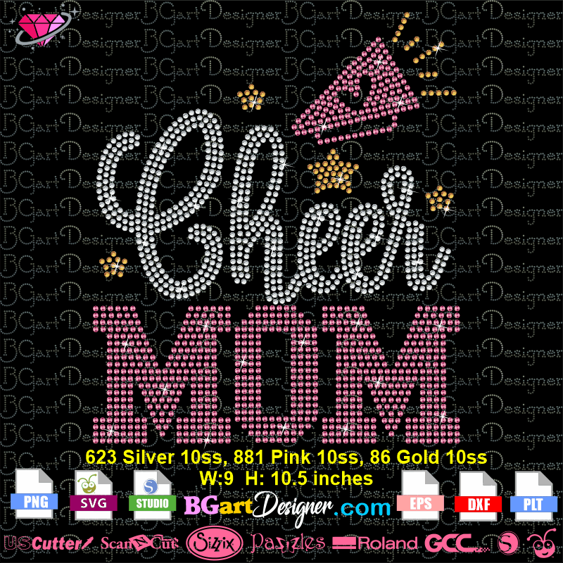 DIY Multiple Colors Available Bling Cheer Mom Rhinestone Transfer 