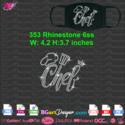 Chef hat spatula crown rhinestone svg cricut silhouette, download cook cooking bling digital download mini face mask designs