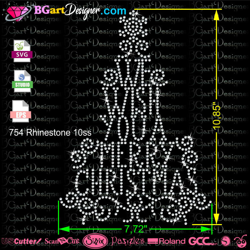 Merry CHRISTmas Rhinestone Design Instant Download SVG Design