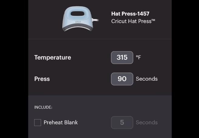 cricut heat app settings