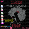 download classy with a touch of hood rhinestone file cricut silhouette, afro black woman natural hair bling transfer cut file, cutting machines digital pattern hotfix iron on transfer