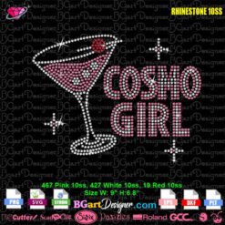 Cosmo Girl SS10 rhinestone template with a pink martini glass and sparkle accents