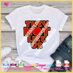 Customizable 'They Not Like Us' T-shirt design for sports fans with space for team logo or initials, available in SVG format for Cricut and Silhouette.