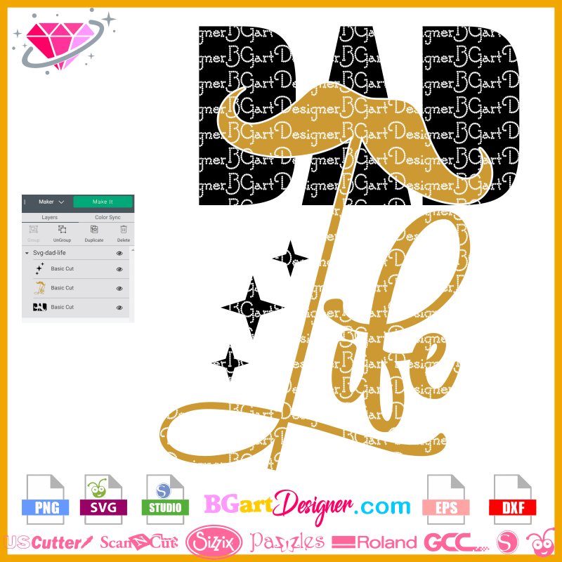 Download Lllá… Dad Life Mustache Svg Cricut Cameo Layered Cuttable File