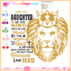 Daughter of the king lion svg cricut silhouette, god lion crown bible verse download file, world fear svg layered vinyl design