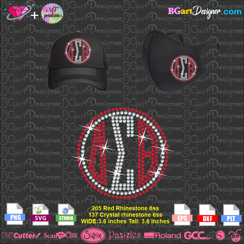 Download Lllá… Delta Sigma Theta Monogram Rhinestone Bling Silhouette Cricut