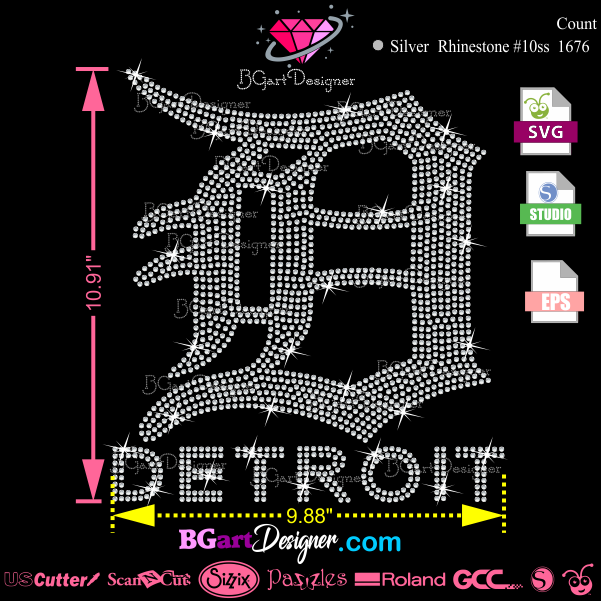 lllᐅ Detroit Michigan Tigers svg - Rhinestone temaple
