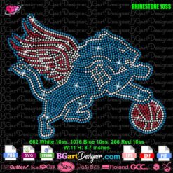 Detroit sports teams mashup rhinestone design in SVG format with basketball and lion, ideal for Cricut and Silhouette.