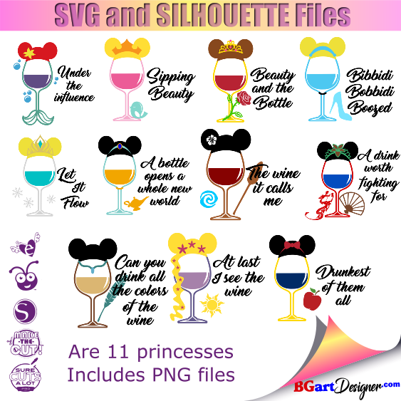 Download Lllá…princess Disney Wine Glass Bgartdesigner The Best Cut Files