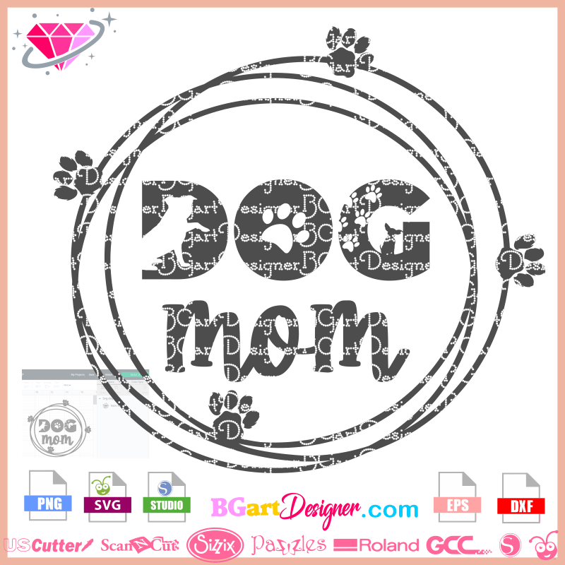 Dog Paw Print with Ribbon Bow SVG