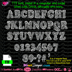 → Round rhinestone alphabet BGART5 - Best rhinestone fonts