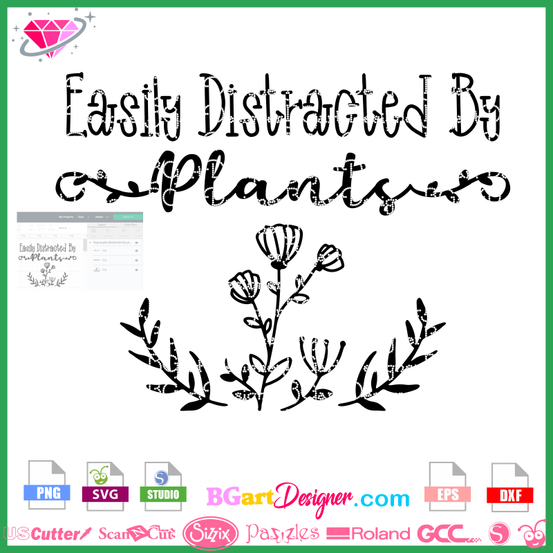 Download Free easily distracted by plants svg cricut silhouette, free plant lover svg layered vector clipart sublimation