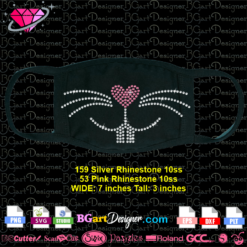 Download Bunny Easter face Mask rhinestone design svg, bunny Mouth rhinestone template, Easter rabbit Mouth mask bling transfer iron on template