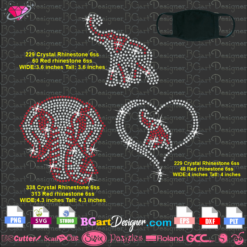 Bundle elephant delta rhinestone svg, bundle elephant alabama roll svg cricut silhouette download files