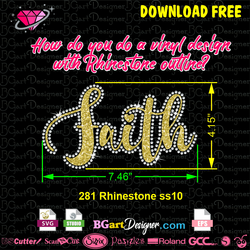 how do vinil design with rhinestone outline, faith rhinestone svg free download, free cricut vector rhinestone cut files, free silhouette rhinestone designs