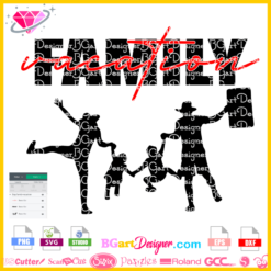 family vacation svg cricut silhouette, family travel mom dad son daughter suitcase svg, family vacation universal studio svg download png clipart sublimation