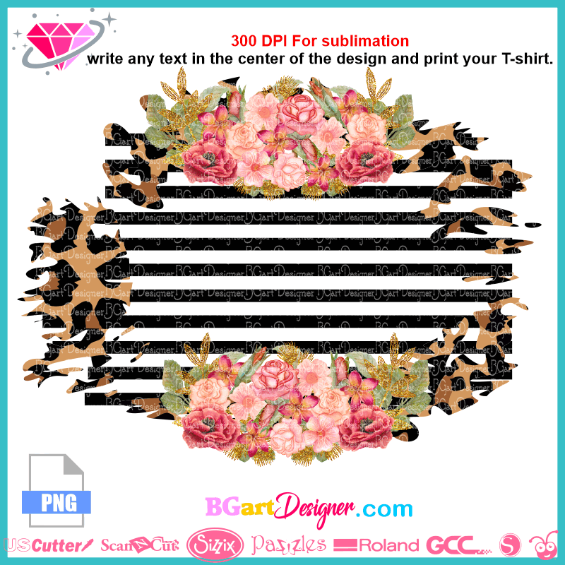 Distressed Floral and Leopard Background Sublimation Transfer Ready to ...