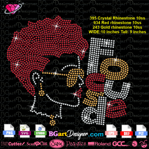 Focused black woman rhinestone svg cricut silhouette, beautiful afro woman bling download, curly hair black girl svg, strong woman rhinestone svg download