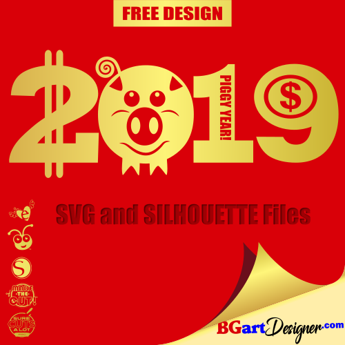 2019 year of the pig, svg, eps, cricutm cut file