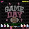 Game Day rhinestone template SVG with football design and 10SS stone count