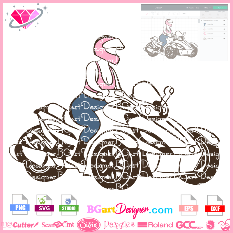 Download Lllá…girl Riding Can Am Spyder Svg Cricut Cameo Spyder