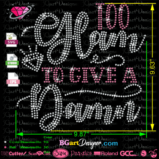 Too glam to give a damn rhinestone svg vector cut file cricut silhouette, rhinestone template download