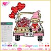 gnome truck love svg cricut silhouette, gnome valentine truck sublimation, gnome truck hearts waterslide tumbler download