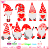Gnome Valentine bundle svg, gnome trio svg cricut silhouette, gnomes nisse valentin craft vector cut files