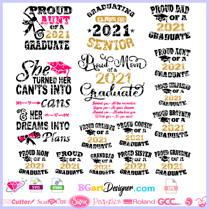 Cutting File for Cricut or Silhouette Proud Sister of a Senior Class of 2021 SVG School Graduation SVG Instant Download