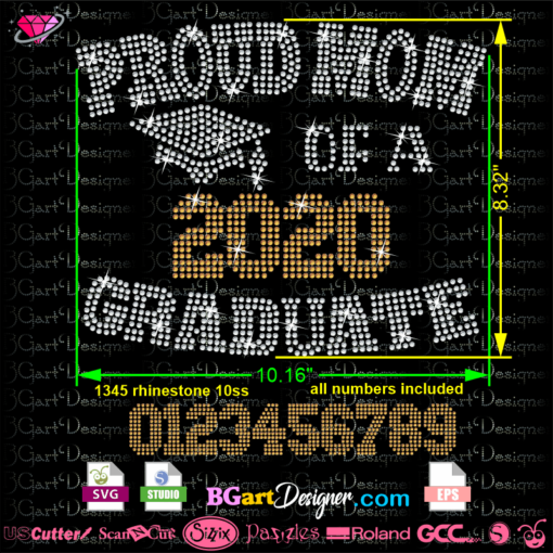 proud mom of a 2020 graduate rhinestone download svg cricut file, bundle rhinestone graduating cut files silhouette