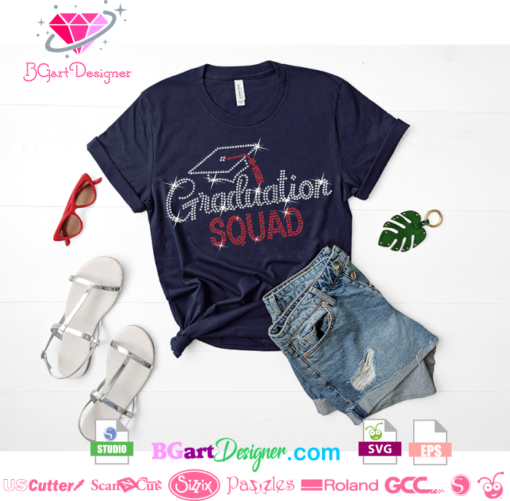 graduation squad rhinestone template